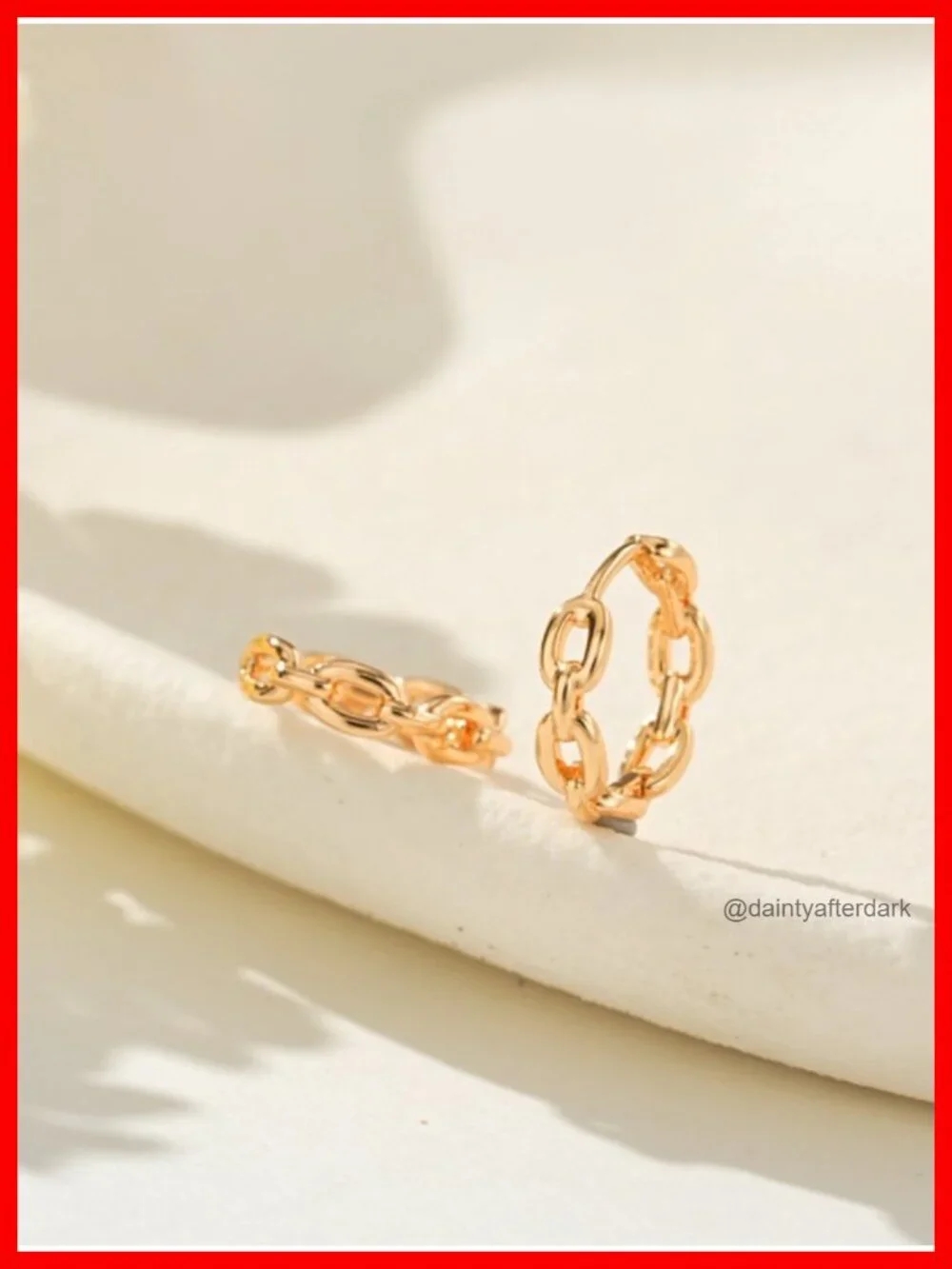 14K Gold Plated Twisted Chain Huggie Hoop Earrings Hypoallergenic Lightweight